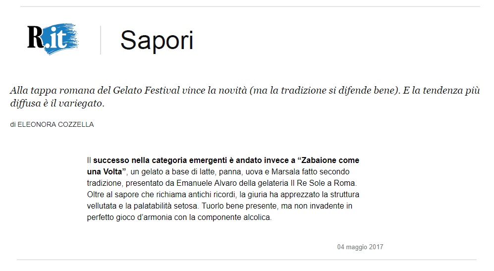 Gelato Festival 2017 Repubblica.it Sapori Emanuele Alvaro Zabaione