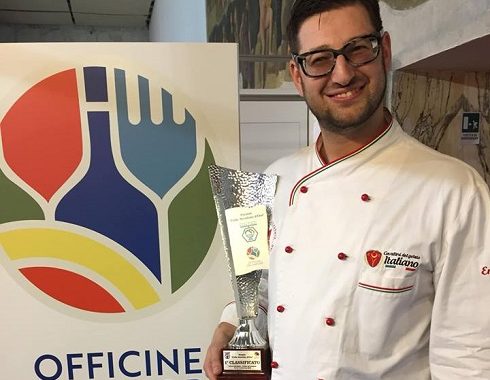 Maestro gelatiere Emanuele Alvaro primo posto miglior gelato nocciola premio colle Aventino oro 2018 Officine del Sapore Roma